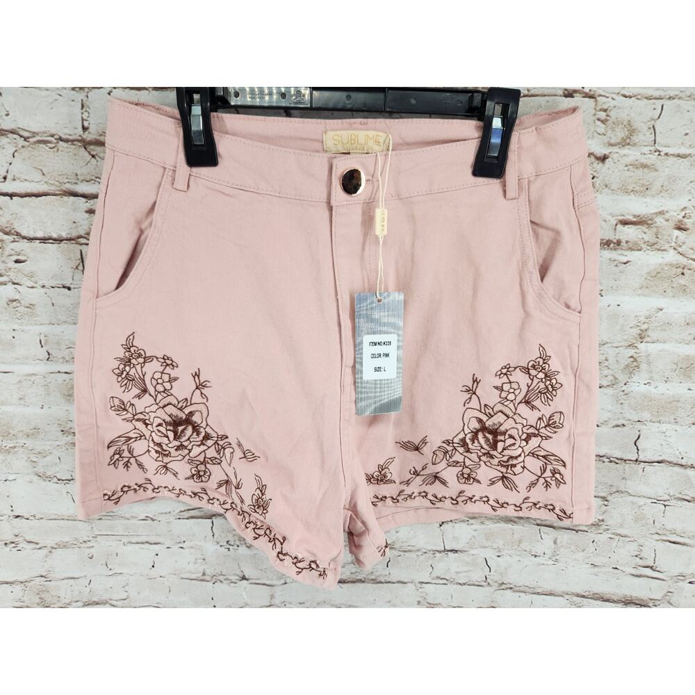 Sublime Collection Shorts Floral Size Large Pink NEW Boutique Brand High Rise